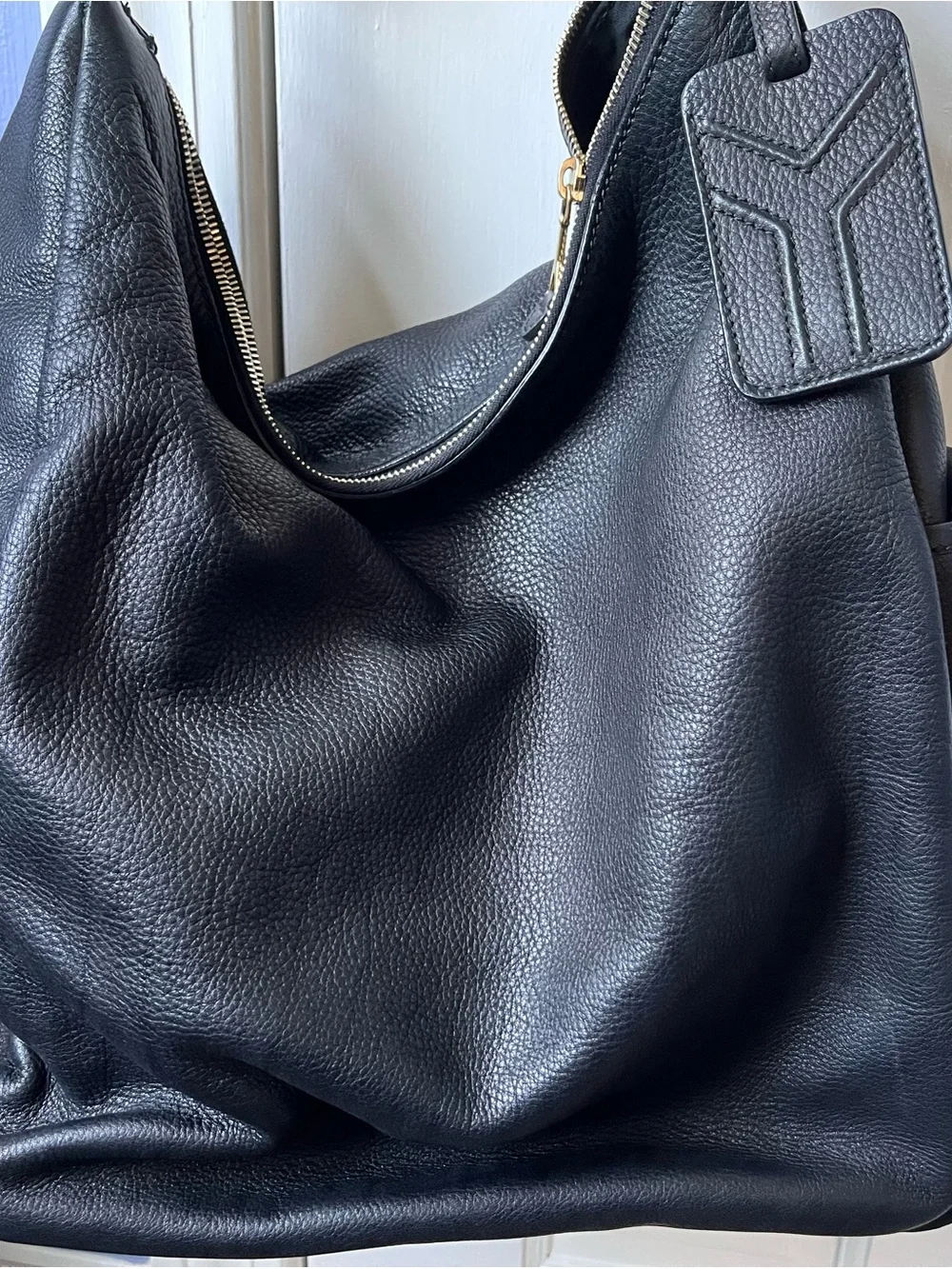 YSL Black Leather Hobo Tote Bag - Women's Shoulder Bag